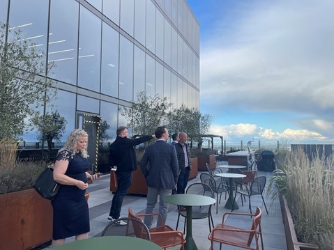 Attendees of the BMG roundtable on a terrace at 103 Colmore Row